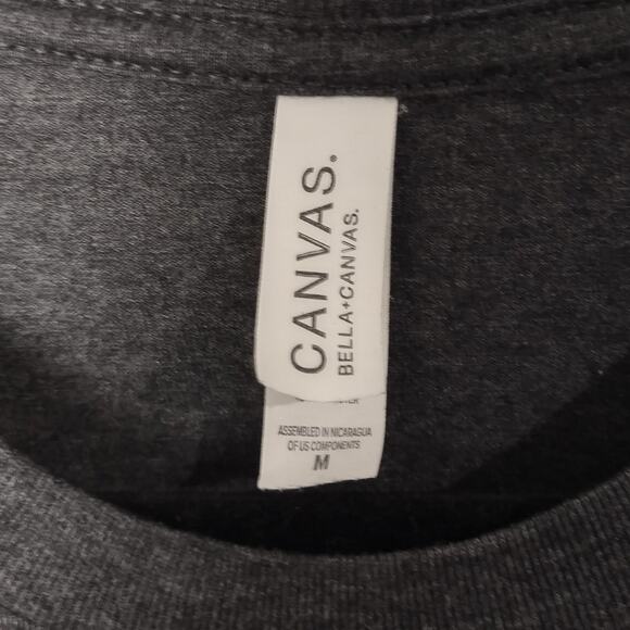 CANVAS Womens M Gray White Graphic Tee T-Shirt Top "Support Wildlife Raise Boys" - Picture 6 of 7